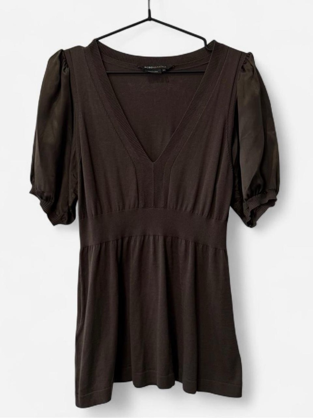 Y2K baby doll silk brown top puff sleeves whimsy cottage core fairy goth